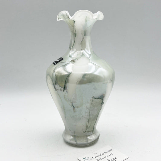 Vaso in vetro di murano porta fiori stile liberty vasetto vintage opaline bianco Categoria  Vetri e Cristalli