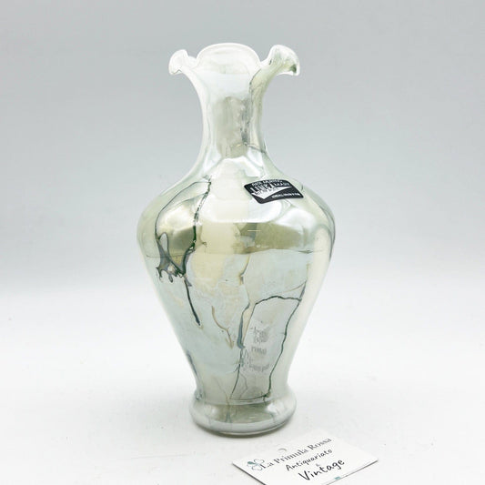 Vaso in vetro di murano porta fiori stile liberty vasetto vintage opaline bianco Categoria  Vetri e Cristalli