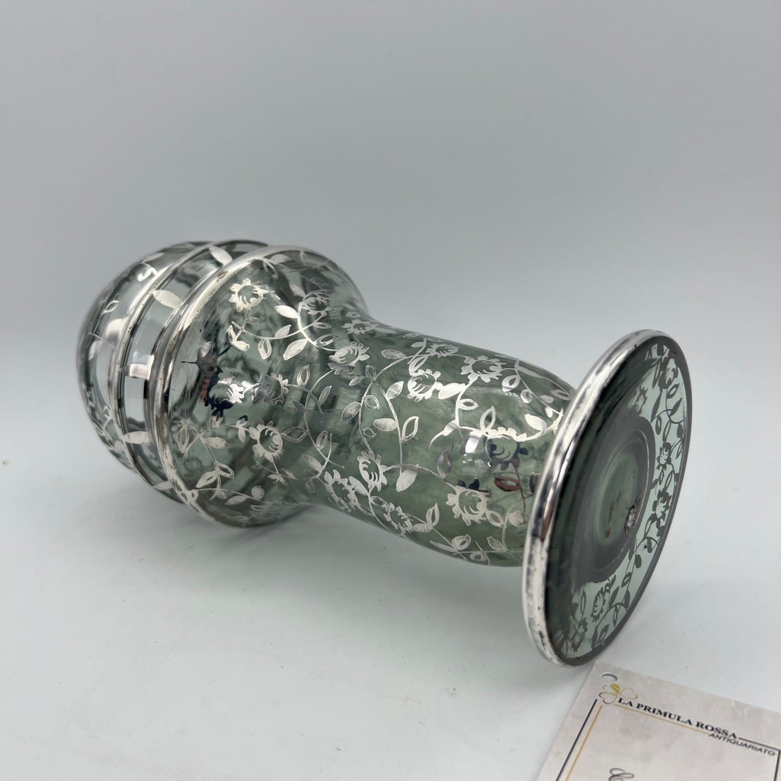 Vaso in vetro Fume' di Murano Soffiato e Argento Stile Liberty Deco Italia '40 Categoria  Vetri e Cristalli
