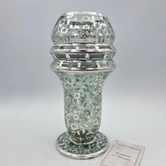Vaso in vetro Fume' di Murano Soffiato e Argento Stile Liberty Deco Italia '40 Categoria  Vetri e Cristalli