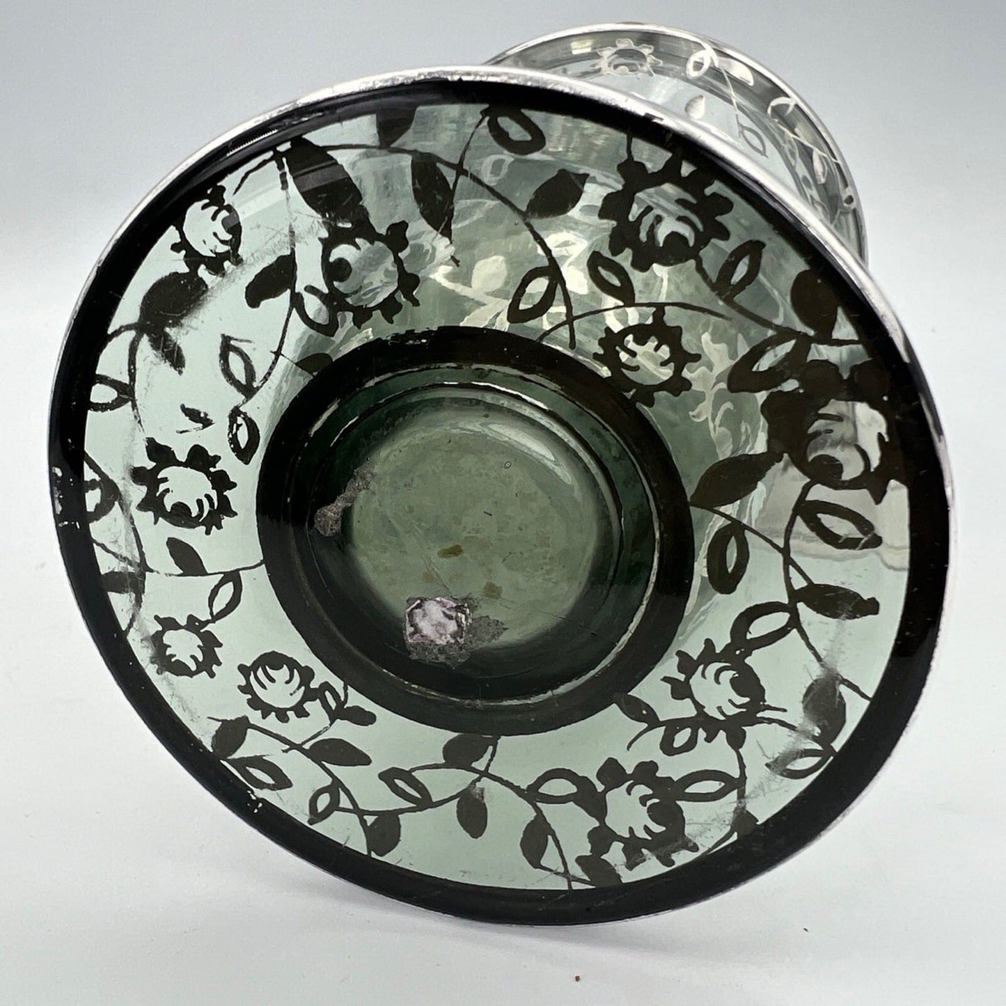 Vaso in vetro Fume' di Murano Soffiato e Argento Stile Liberty Deco Italia '40 Categoria  Vetri e Cristalli