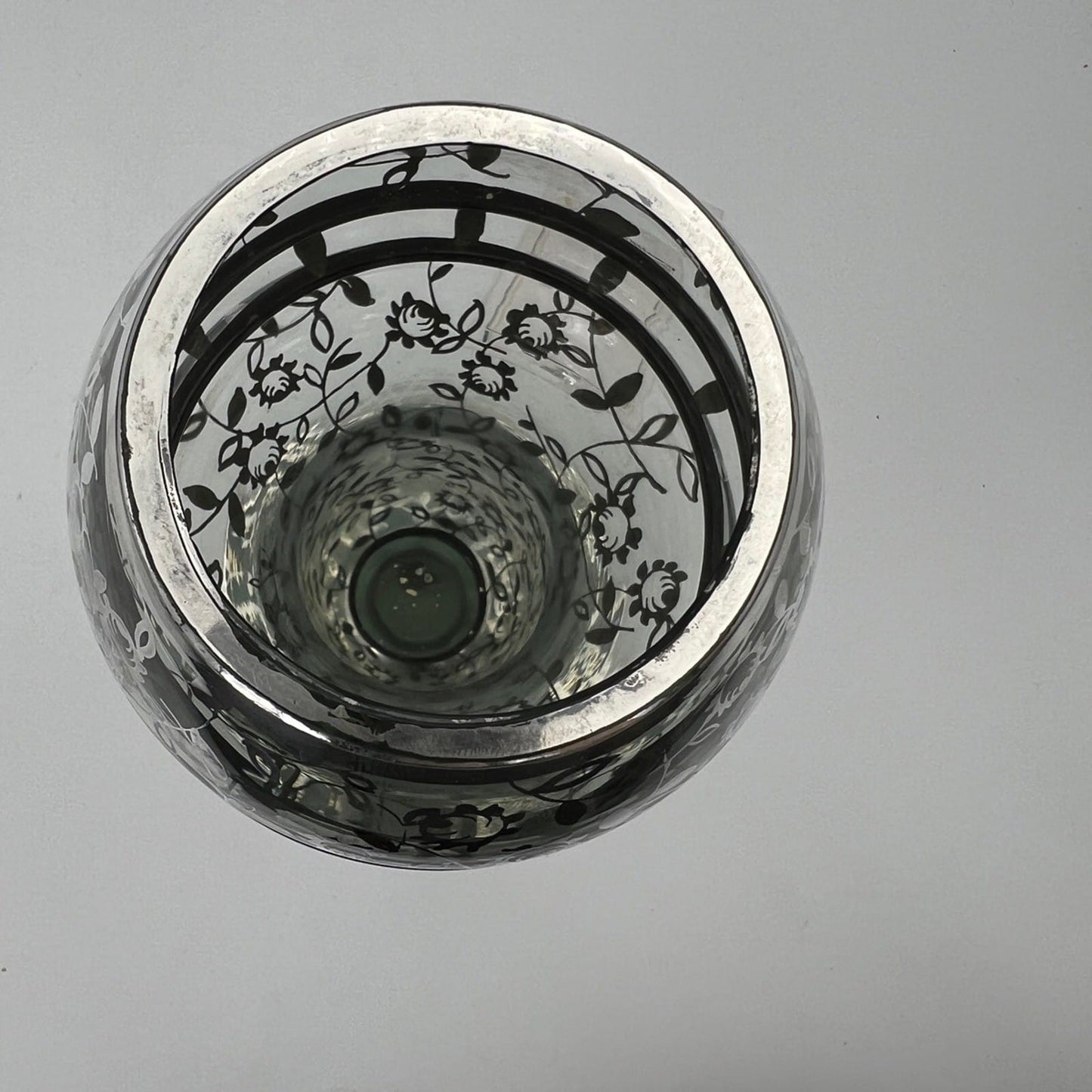 Vaso in vetro Fume' di Murano Soffiato e Argento Stile Liberty Deco Italia '40 Categoria  Vetri e Cristalli