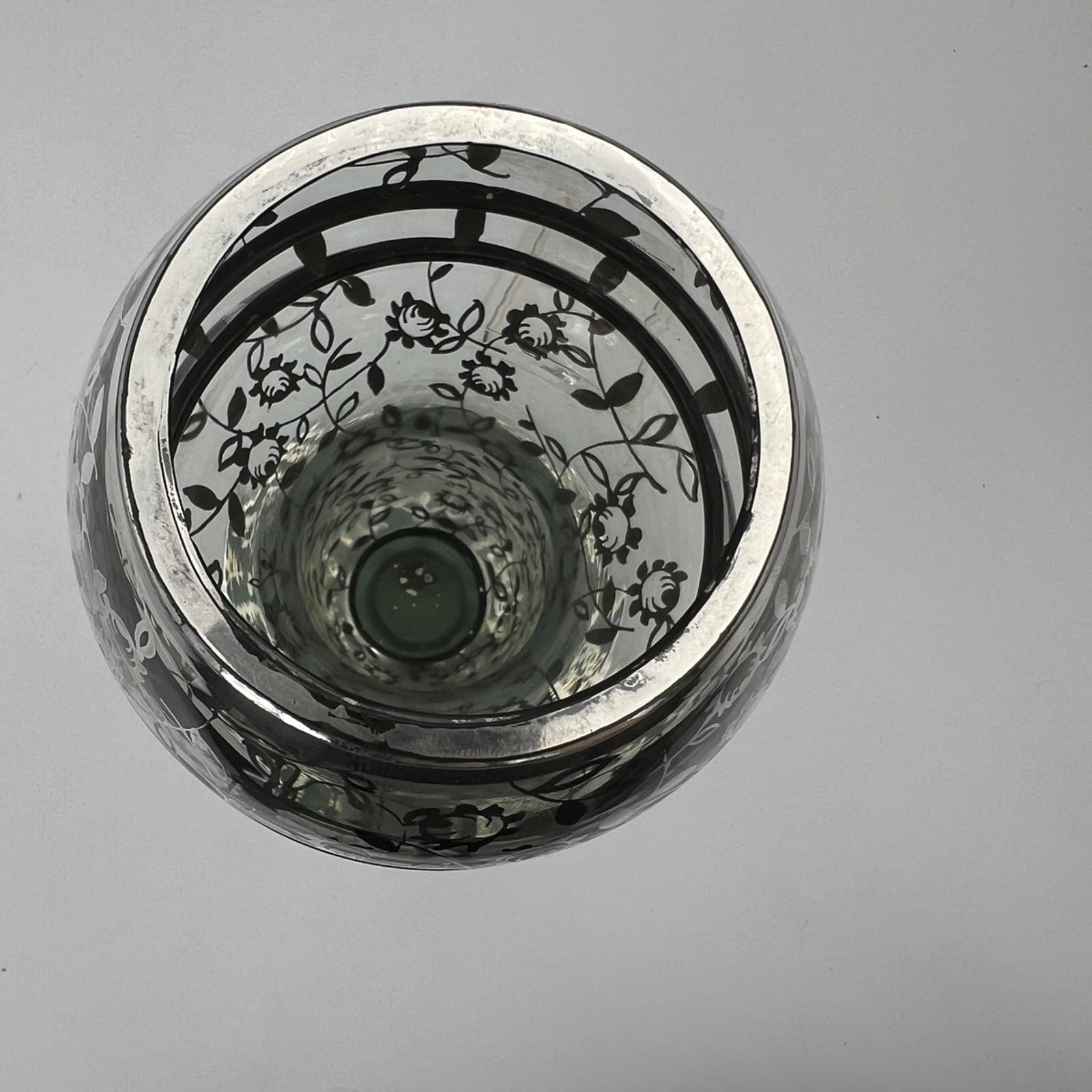 Vaso in vetro Fume' di Murano Soffiato e Argento Stile Liberty Deco Italia '40 Categoria  Vetri e Cristalli