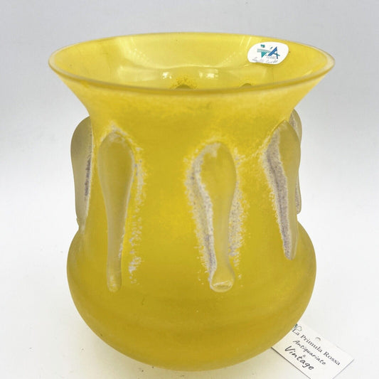 Vaso in Vetro soffiato Giallo anni 80 di Design Modernariato Vintage porta fiori Categoria  Vetri e Cristalli