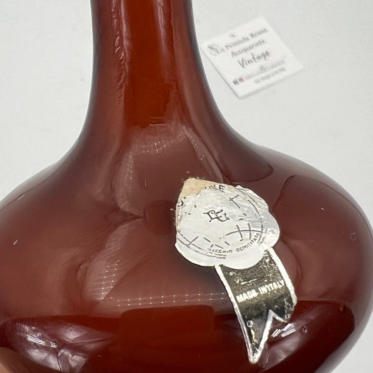 Vaso porta fiori in vetro Ambra e Opalino vasetto stretto monofiore di Murano Categoria  Vetri e Cristalli