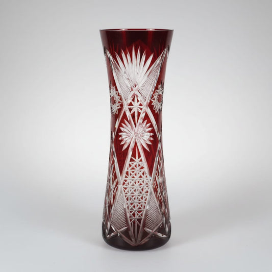 Vaso porta fiori in vetro cristallo rosso rubino liberty vasetto boemia italia Categoria  Vetri e Cristalli