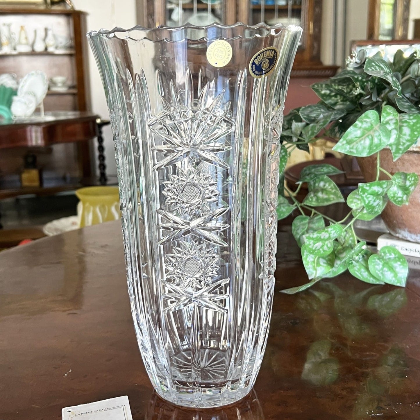 Vaso porta fiori in vetro critallo di boemia molato sfacettato grande Vintage Categoria  Vetri e Cristalli