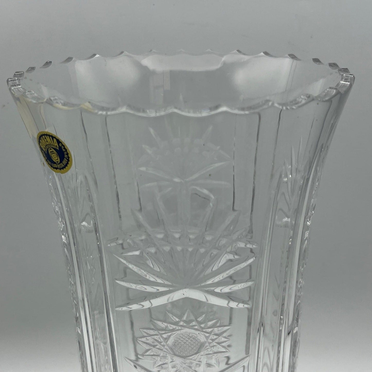 Vaso porta fiori in vetro critallo di boemia molato sfacettato grande Vintage Categoria  Vetri e Cristalli