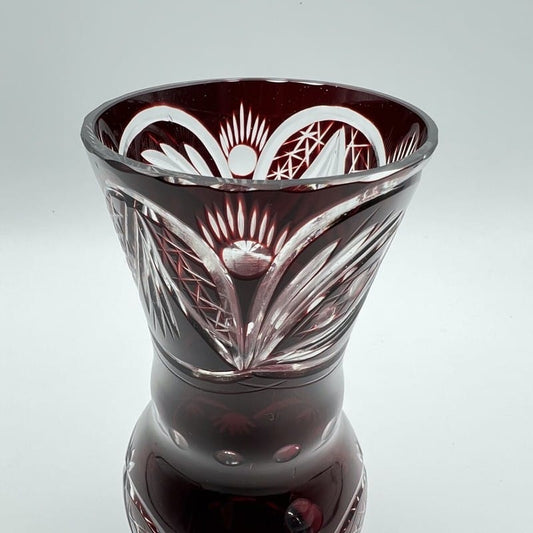 Vaso porta fiori in vetro critallo rosso rubino liberty vasetto boemia italia Y Categoria  Vetri e Cristalli