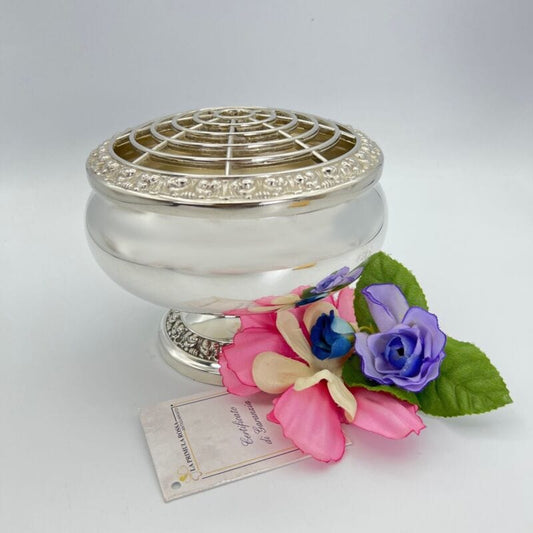 Vaso portafiori antico in argento sheffield silver plated ciotola fiori anni 40 Categoria  Sheffield & Argento