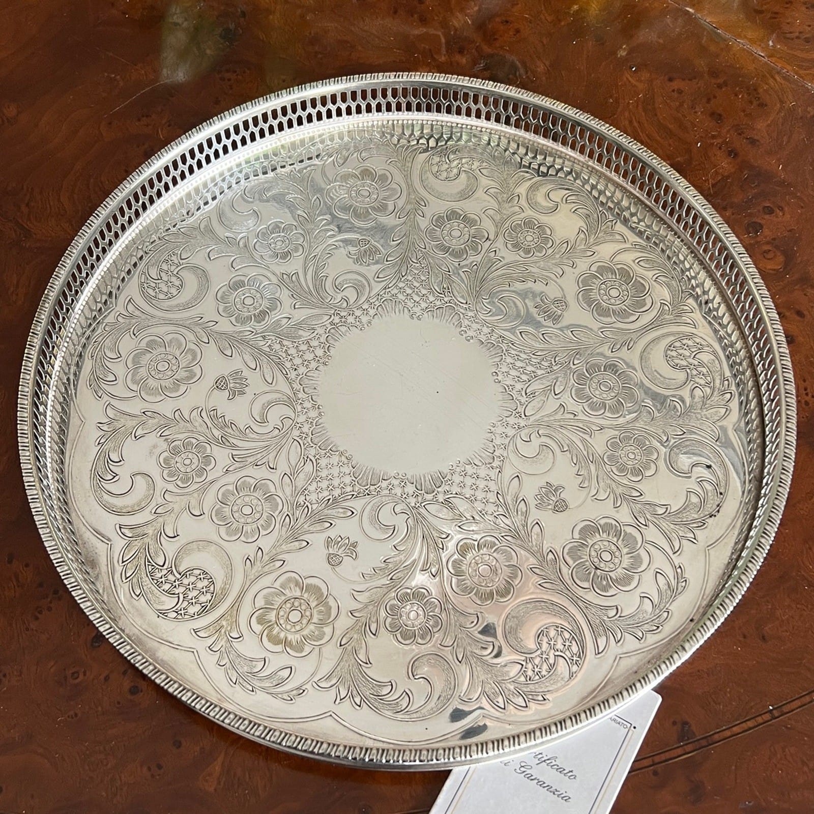 Vassoio in argento sheffield antico rotondo silver plated guantiera da tavola Categoria  Sheffield & Argento
