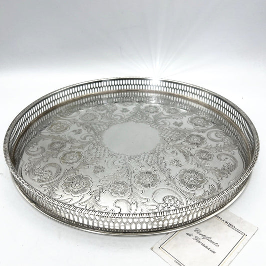 Vassoio in argento sheffield antico rotondo silver plated guantiera da tavola Categoria  Sheffield & Argento