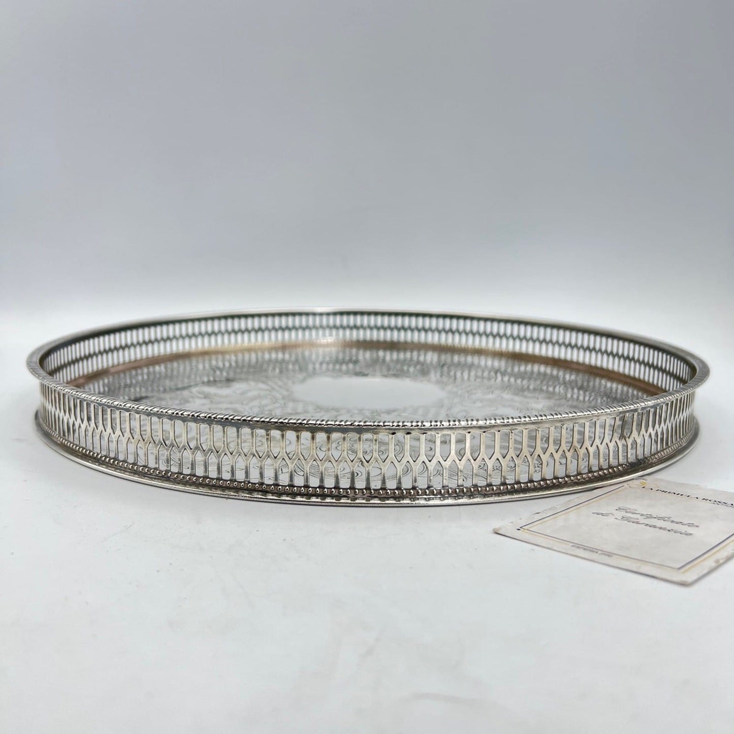 Vassoio in argento sheffield antico rotondo silver plated guantiera da tavola Categoria  Sheffield & Argento