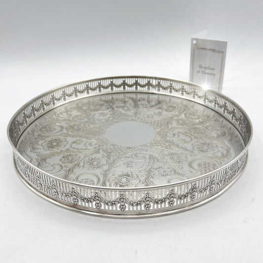 Vassoio in argento sheffield antico rotondo silver plated guantiera da tavola Categoria  Sheffield & Argento