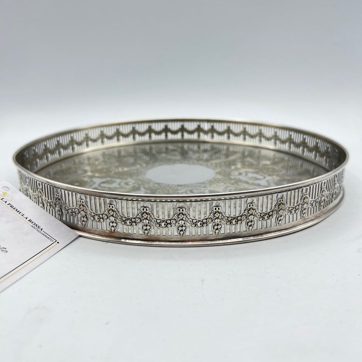 Vassoio in argento sheffield antico rotondo silver plated guantiera da tavola Categoria  Sheffield & Argento