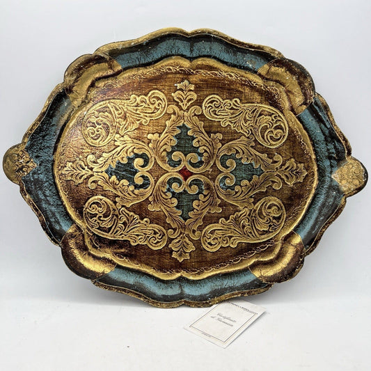 Vassoio in legno vintage stile Barocco Fiorentino guantiera piatto portata oro Categoria  Vassoi