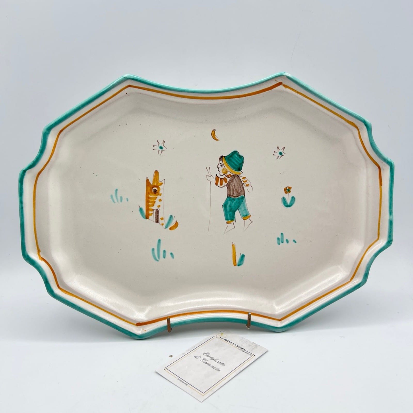 Vassoio Piatto in ceramica di Vietri sul mare vietrese Vintage con Pastorello Categoria  Servizio tazze - Tazze