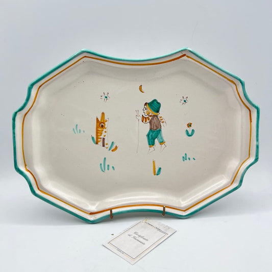 Vassoio Piatto in ceramica di Vietri sul mare vietrese Vintage con Pastorello Categoria  Servizio tazze - Tazze