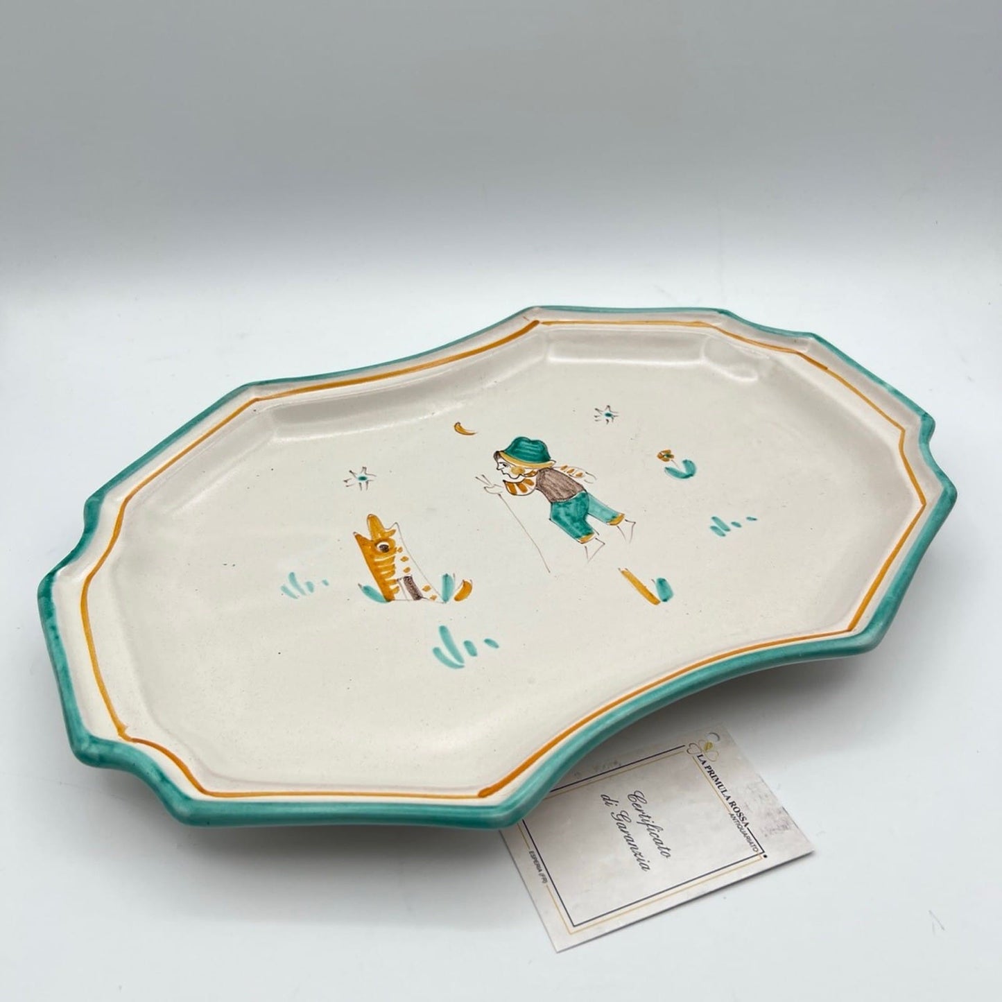 Vassoio Piatto in ceramica di Vietri sul mare vietrese Vintage con Pastorello Categoria  Servizio tazze - Tazze
