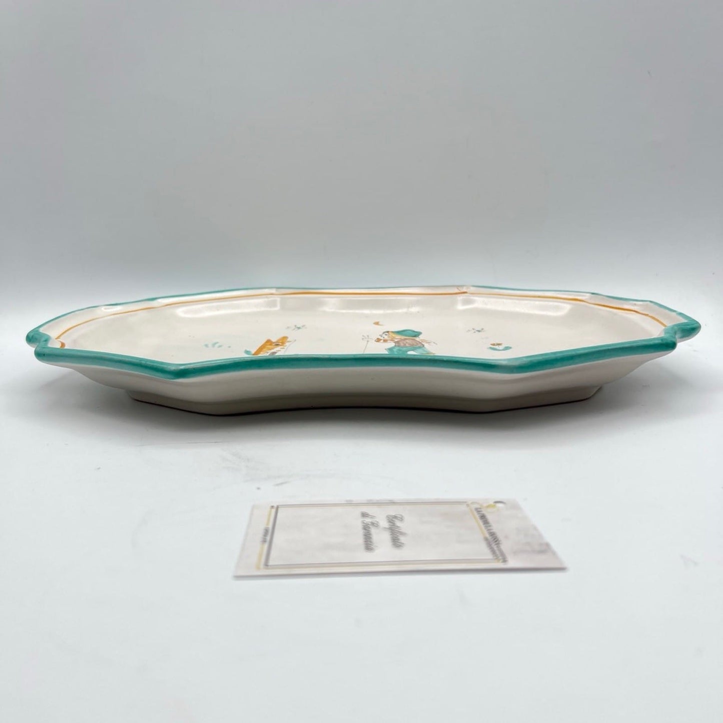 Vassoio Piatto in ceramica di Vietri sul mare vietrese Vintage con Pastorello Categoria  Servizio tazze - Tazze