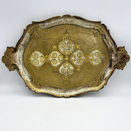 Vassoio Vintage stile Barocco Fiorentino guantiera piatto portata oro Antico Categoria  Vassoi