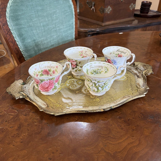 Vassoio Vintage stile Barocco Fiorentino guantiera piatto portata oro Antico Categoria  Vassoi