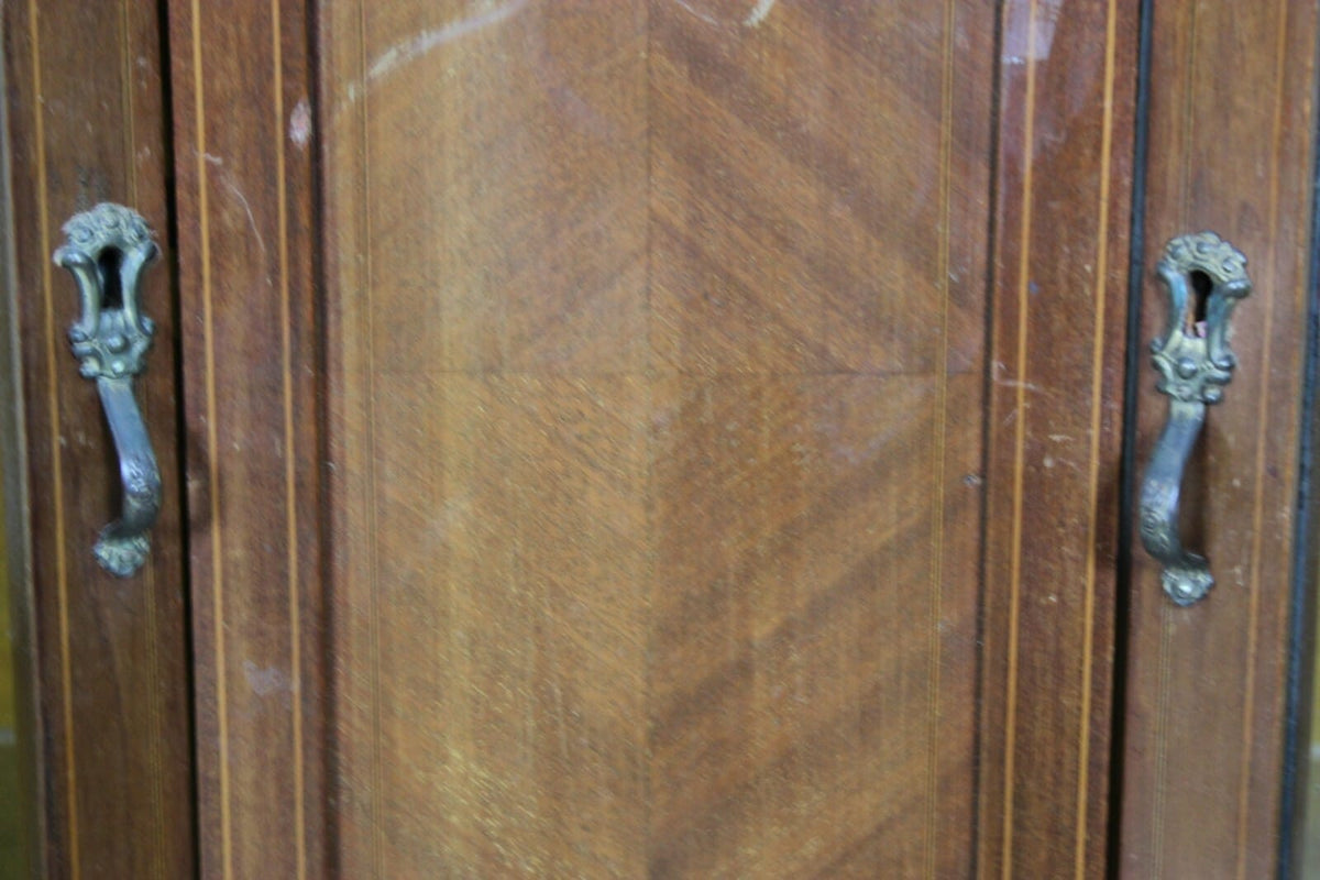 Vetrina antica cristalliera in legno di mogano vetrinetta filettata inglese 900 Categoria  Vetrine