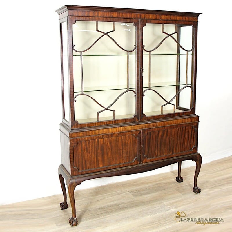Vetrina antica cristalliera in legno di mogano vetrinetta  inglese 900 d'epoca Categoria  Vetrine
