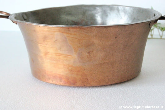 W PENTOLA ANTICA IN RAME CON MANICI PAIOLO EPOCA 800 ANTIQUE COPPER COOKING POT Categoria  altro