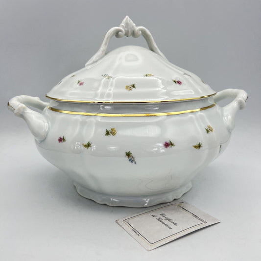 Zuppiera antica in ceramica Bianca Richard Ginori Legumiera Vintage profili oro Categoria  Zuppiere