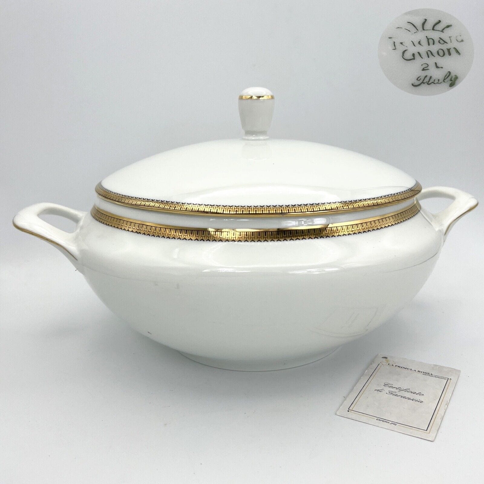 Zuppiera antica in ceramica Bianca Richard Ginori Legumiera Vintage profili oro Categoria  Zuppiere