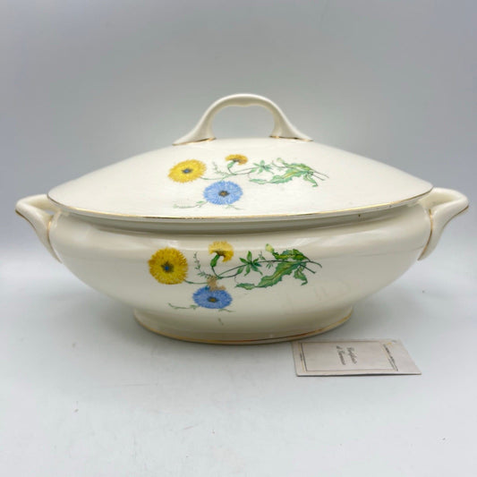 Zuppiera antica in ceramica Legumiera d'epoca 900  bianca con fiori SCI Laveno Categoria  Zuppiere