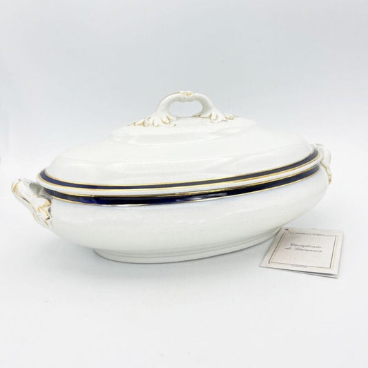 Zuppiera antica inglese in ceramica bianca Legumiera d'epoca 800 centrotavola Categoria  Zuppiere