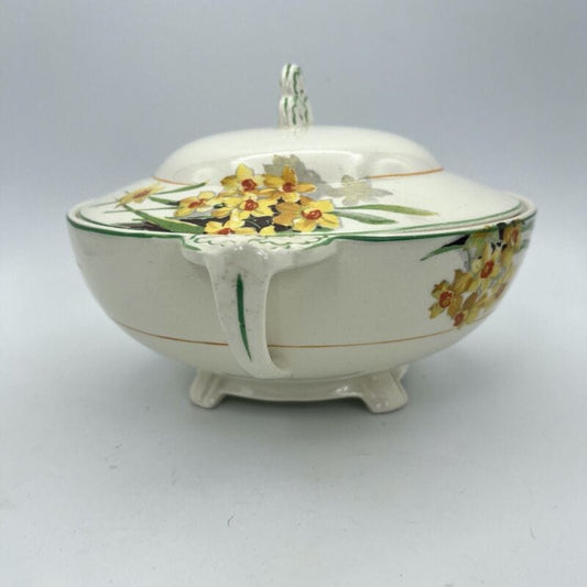 Zuppiera antica inglese in ceramica Legumiera d'epoca stile art Decò Narcisi '20 Categoria  Zuppiere