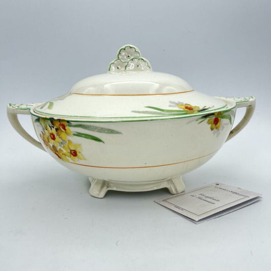 Zuppiera antica inglese in ceramica Legumiera d'epoca stile art Decò Narcisi '20 Categoria  Zuppiere
