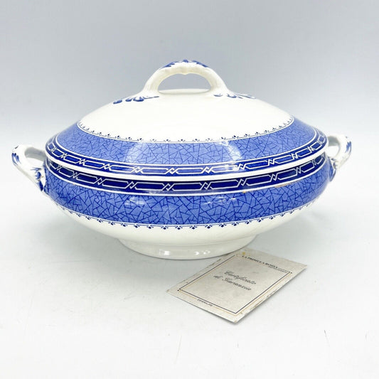 Zuppiera antica inglese in ceramica Legumiera epoca 900 bianca Blu Centrotavola Categoria  Zuppiere