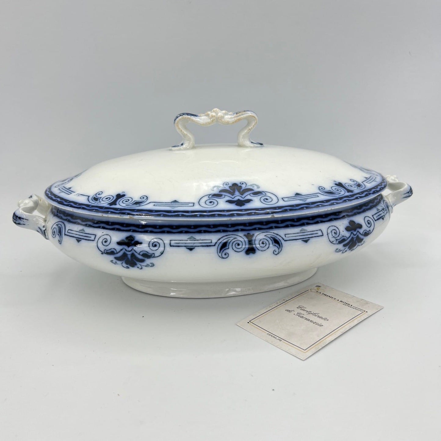 Zuppiera antica inglese in ceramica Legumiera epoca 900 bianca Blu Centrotavola Categoria  Zuppiere