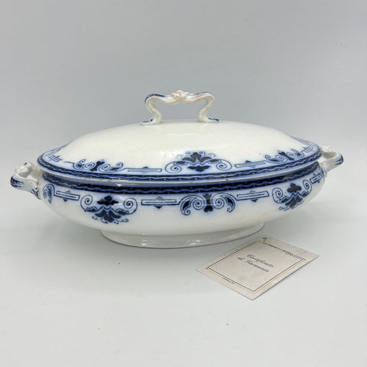 Zuppiera antica inglese in ceramica Legumiera epoca 900 bianca Blu Centrotavola Categoria  Zuppiere