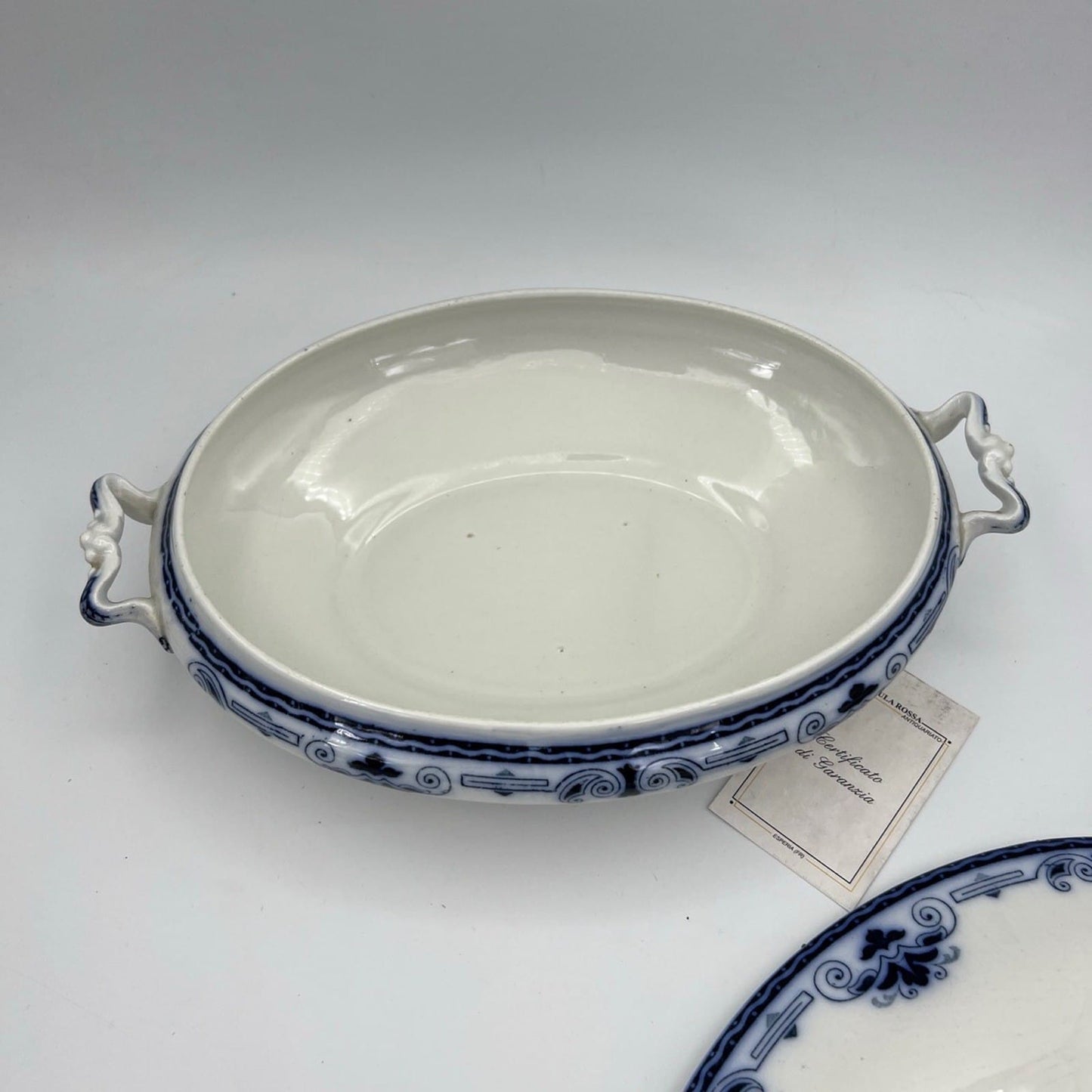 Zuppiera antica inglese in ceramica Legumiera epoca 900 bianca Blu Centrotavola Categoria  Zuppiere