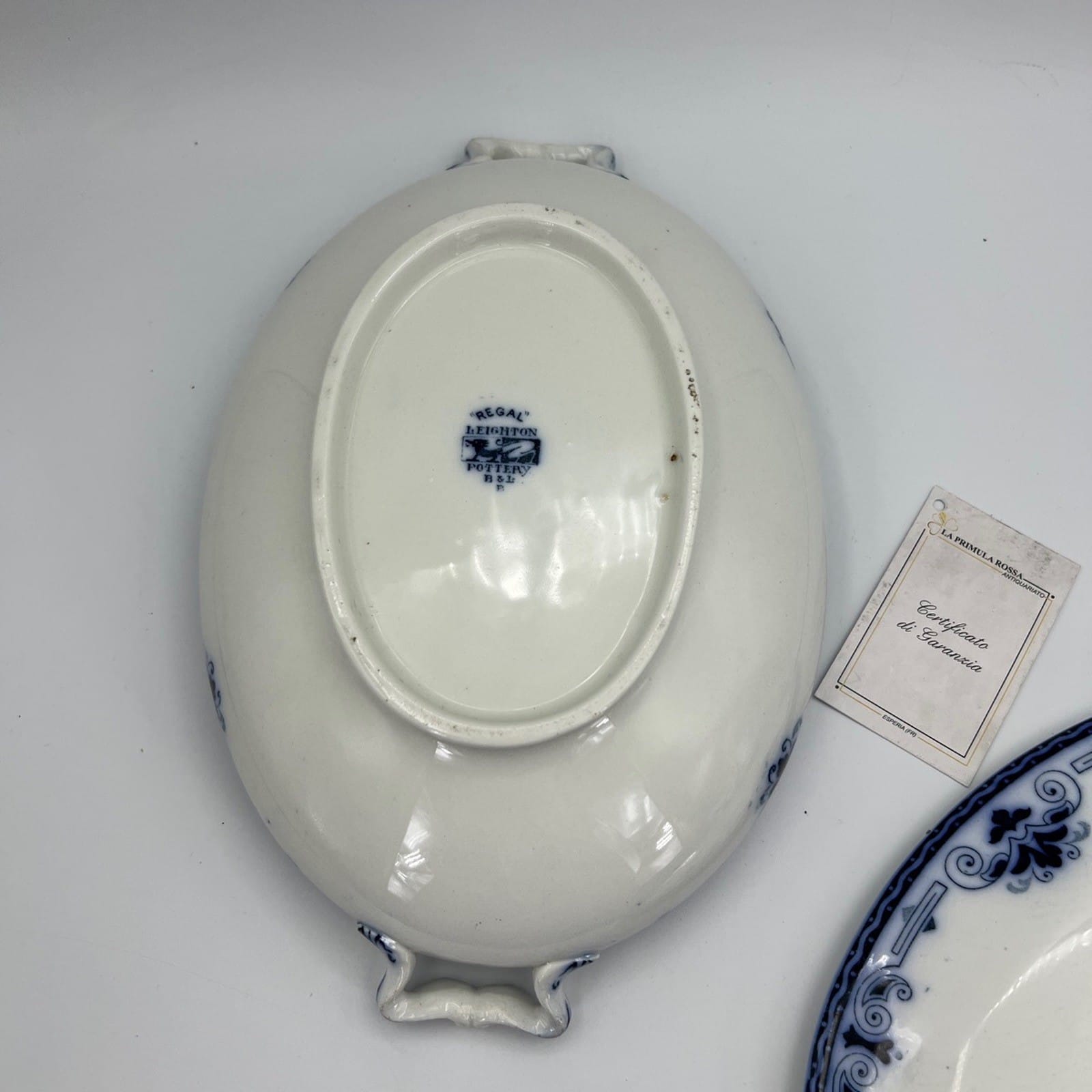 Zuppiera antica inglese in ceramica Legumiera epoca 900 bianca Blu Centrotavola Categoria  Zuppiere