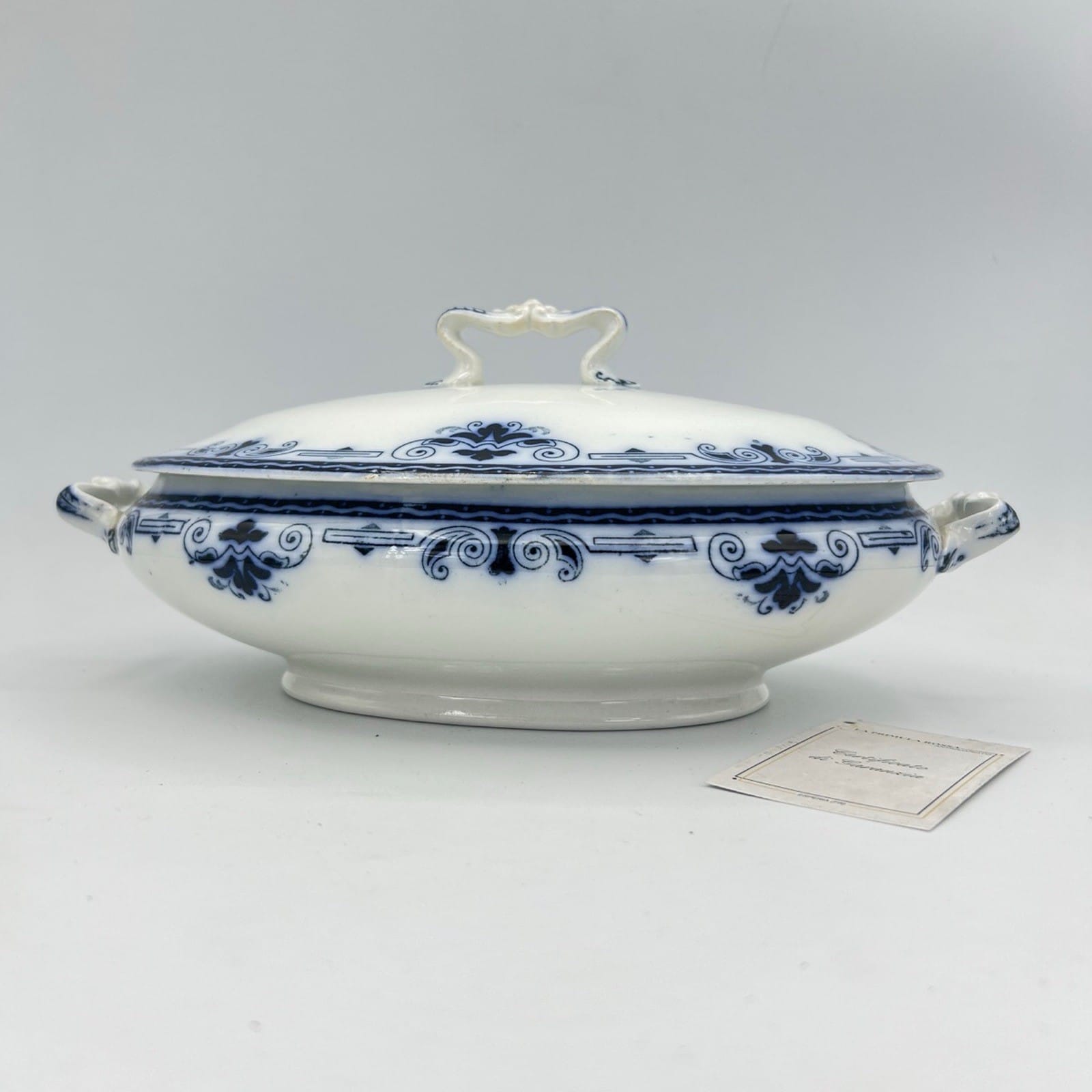 Zuppiera antica inglese in ceramica Legumiera epoca 900 bianca Blu Centrotavola Categoria  Zuppiere