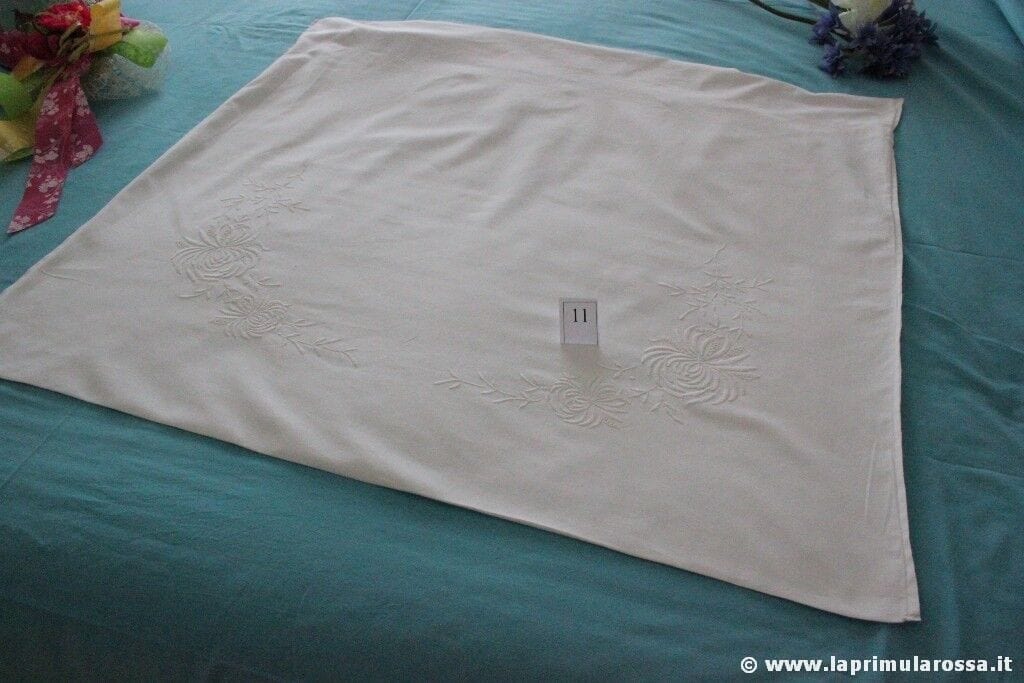 11 - MAXI FEDERA VINTAGE IN COTONE BIANCO CON RICAMO 80x72  COPRICUSCINO D'EPOCA Corredo Pizzi e Tessuti