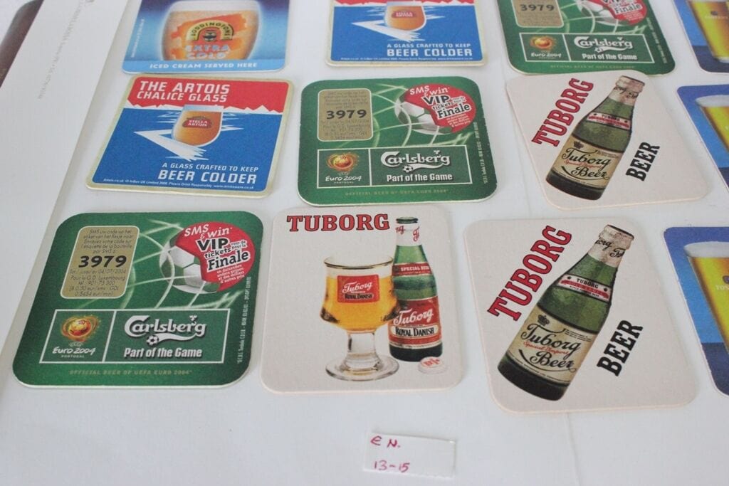 13 SOTTOBICCHIERI VINTAGE DA PUB - TUBORG - FOSTER'S - CARLSBERG - STELLA ARTOIS Birra & dintorni