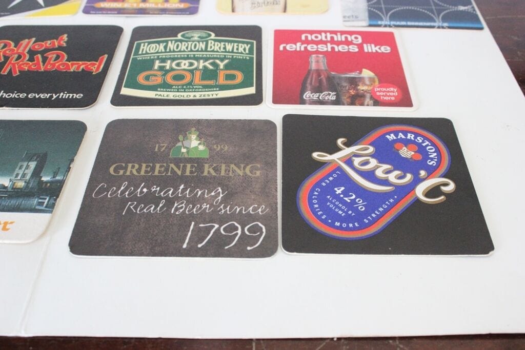 13 SOTTOBICCHIERI VINTAGE DA PUB- VINTAGE ENGLISH BEER MATS- MARSTON'S- BUSH Birra & dintorni