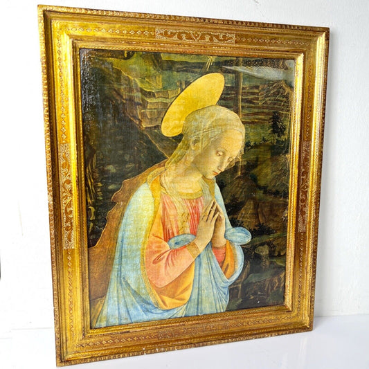 Madonna adorazione del Bambino Quadro Icona stile antica religiosa stampa sacra