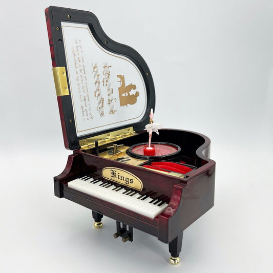 Carillon vintage nero pianoforte a coda con ballerina music box Love Story Kings