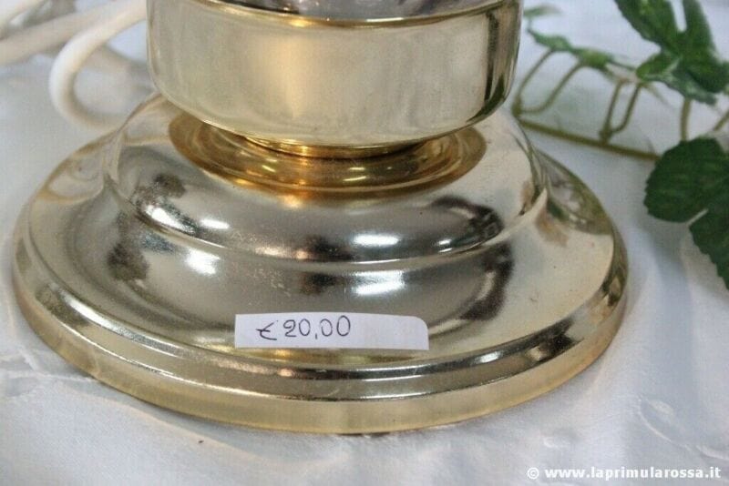 ABAT JOUR VINTAGE IN VETRO BASE DORATA h cm 26  LUMETTO LANTERNA DA TAVOLO Lampade Appliques