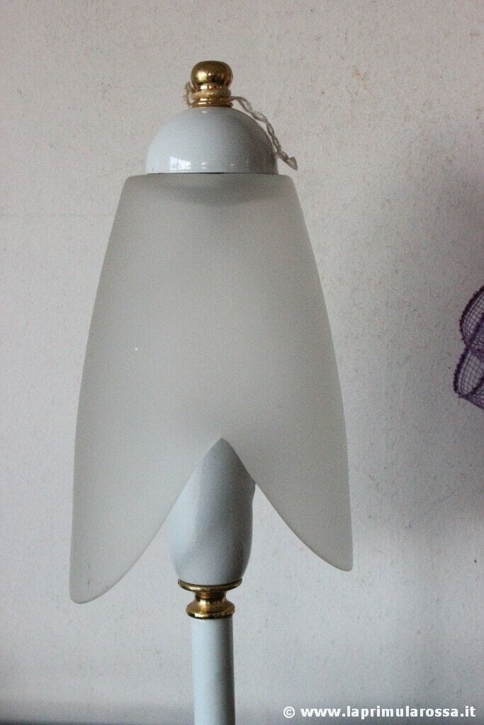 ABAT JOUR VINTAGE METALLO BIANCO  h 32cm - LUME DA TAVOLO RETRO' Lampade Appliques
