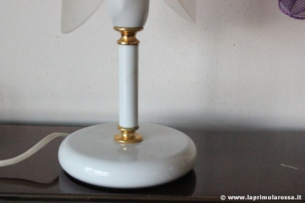 ABAT JOUR VINTAGE METALLO BIANCO  h 32cm - LUME DA TAVOLO RETRO' Lampade Appliques