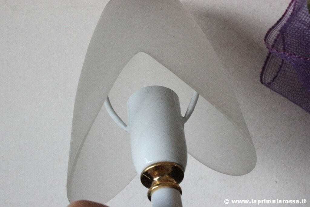 ABAT JOUR VINTAGE METALLO BIANCO  h 32cm - LUME DA TAVOLO RETRO' Lampade Appliques